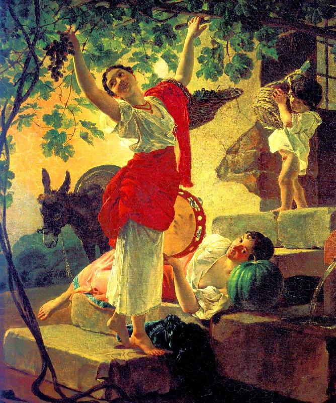 Karl Briullov Girl gathering grapes in the vicinity of Naples Germany oil painting art